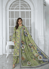 Parrot Printed Embroidered 3Pc Suit