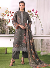 Mist Unstitched Embroidered Lawn Suit – 3Pc