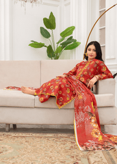 Rose Ember Printed Lawn Suit – 3Pc