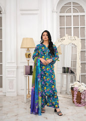 Azure Sky Printed Lawn Suit – 3Pc