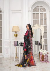 Charcoal Black Printed Embroidered 3Pc Suit