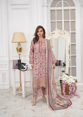 Blush Breeze Printed Embroidered Suit – 3Pc