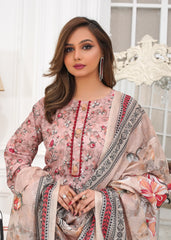 Blush Breeze Printed Embroidered Suit – 3Pc