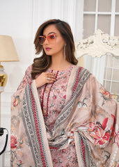 Blush Breeze Printed Embroidered Suit – 3Pc