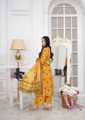 Lemon Blossom Embroidered Lawn Suit – 3Pc