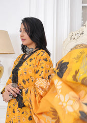 Lemon Blossom Embroidered Lawn Suit – 3Pc
