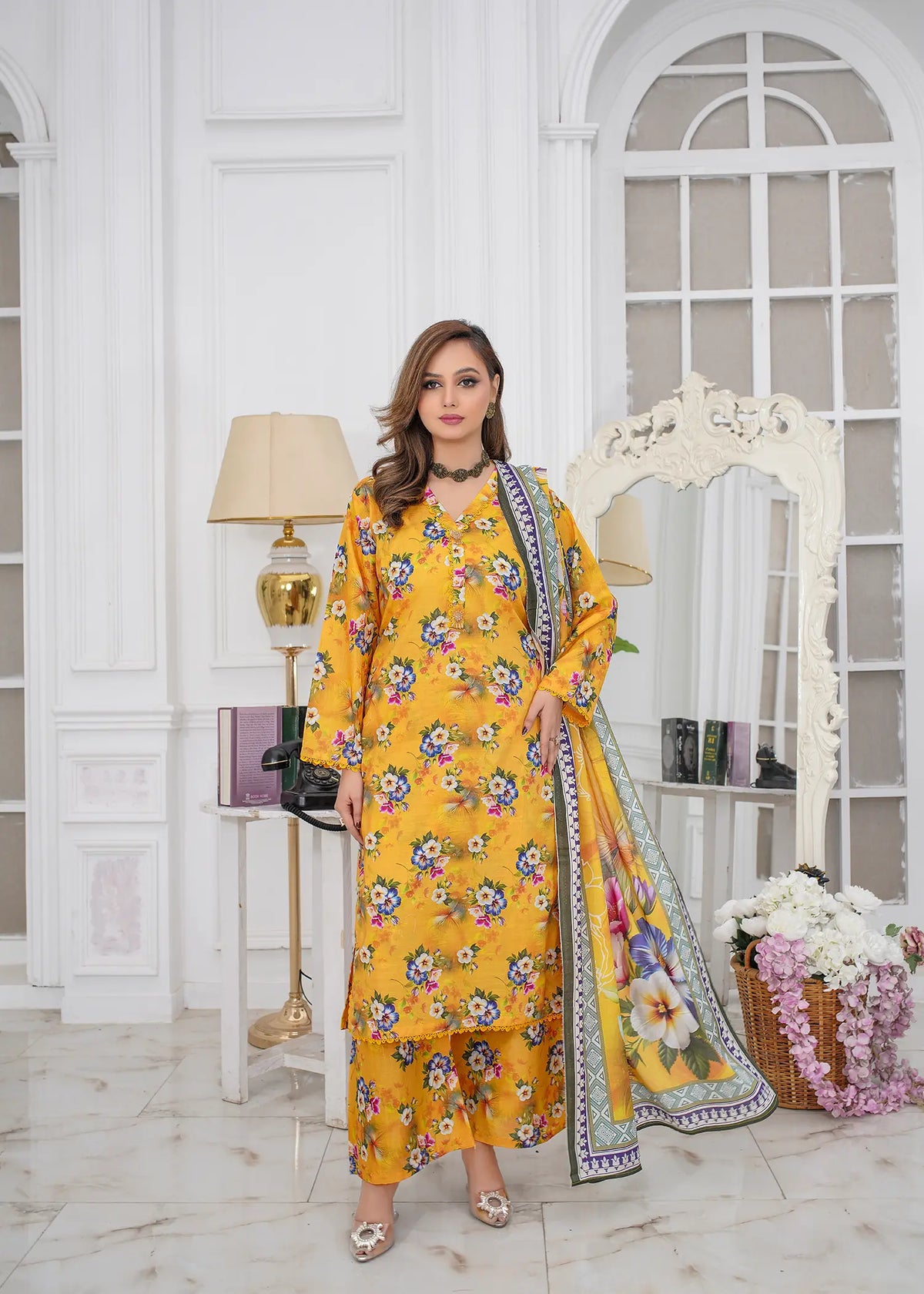 Sunbeam Printed Lawn Suit – 3Pc