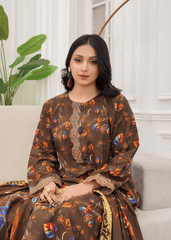 Autumn Wood Printed Embroidered 3Pc