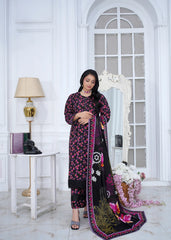 Midnight Printed Embroidered Suit – 3Pc