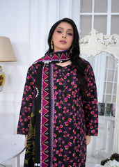Midnight Printed Embroidered Suit – 3Pc