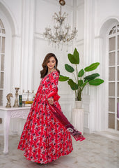 Scarlet Petal Printed Lawn Frock – 2Pc