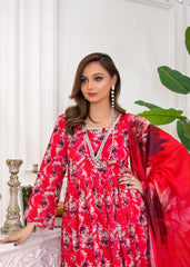 Scarlet Petal Printed Lawn Frock – 2Pc