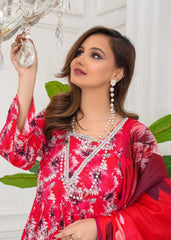 Scarlet Petal Printed Lawn Frock – 2Pc