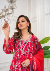 Scarlet Petal Printed Lawn Frock – 2Pc