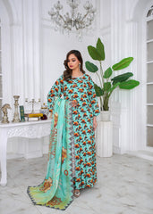 Seafoam Printed Lawn Frock – 2Pc