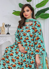 Seafoam Printed Lawn Frock – 2Pc