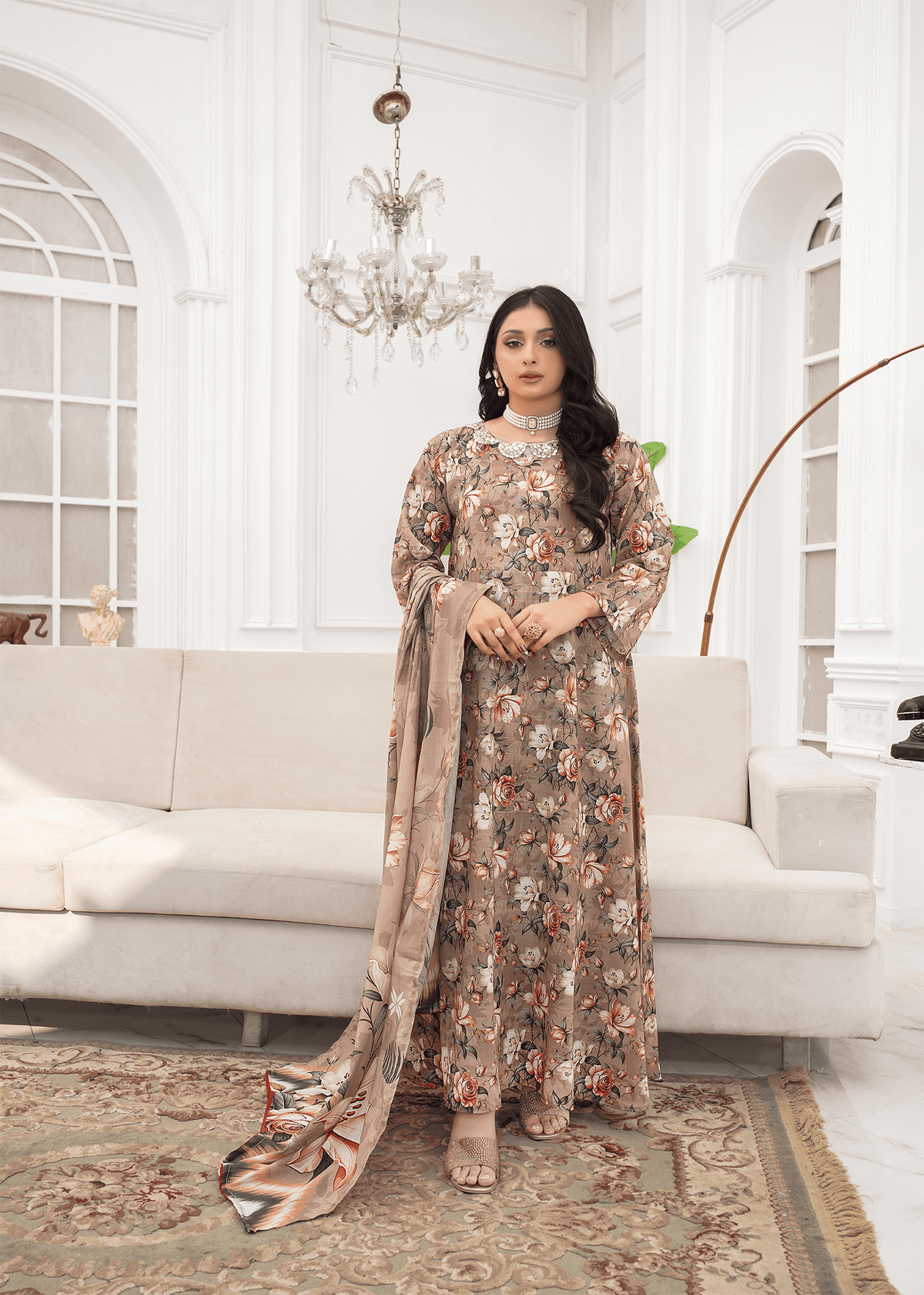 Cocoa Bloom Printed Frock – 2Pc