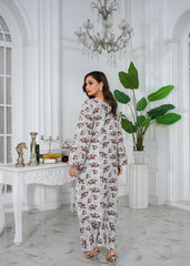 Silver Mist Printed Embroidered Suit – 3Pc