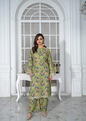 Parrot Printed Embroidered 3Pc Suit