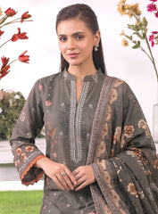 Mist Unstitched Embroidered Lawn Suit – 3Pc