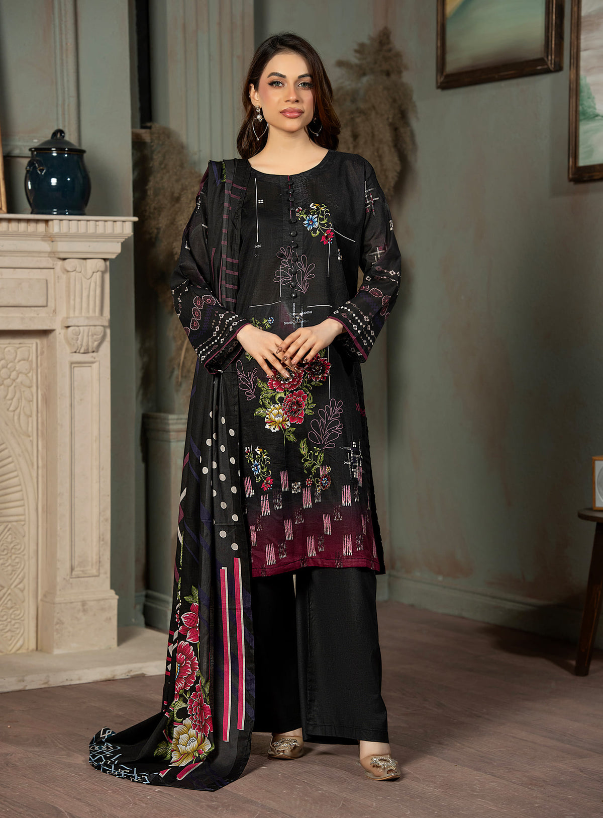 Meherbaan Premium Cross Slub 3Pc Suit
