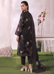 Black Unstitched Embroidered Lawn Suit – 3Pc