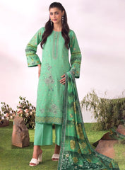 Emerald Bloom Unstitched  – 3Pc