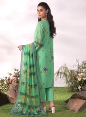 Emerald Bloom Unstitched  – 3Pc