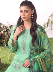 Emerald Bloom Unstitched  – 3Pc