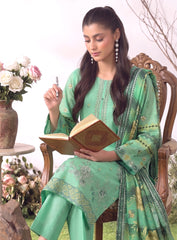Emerald Bloom Unstitched  – 3Pc