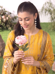 Mustard Unstitched Embroidered Lawn Suit – 3Pc